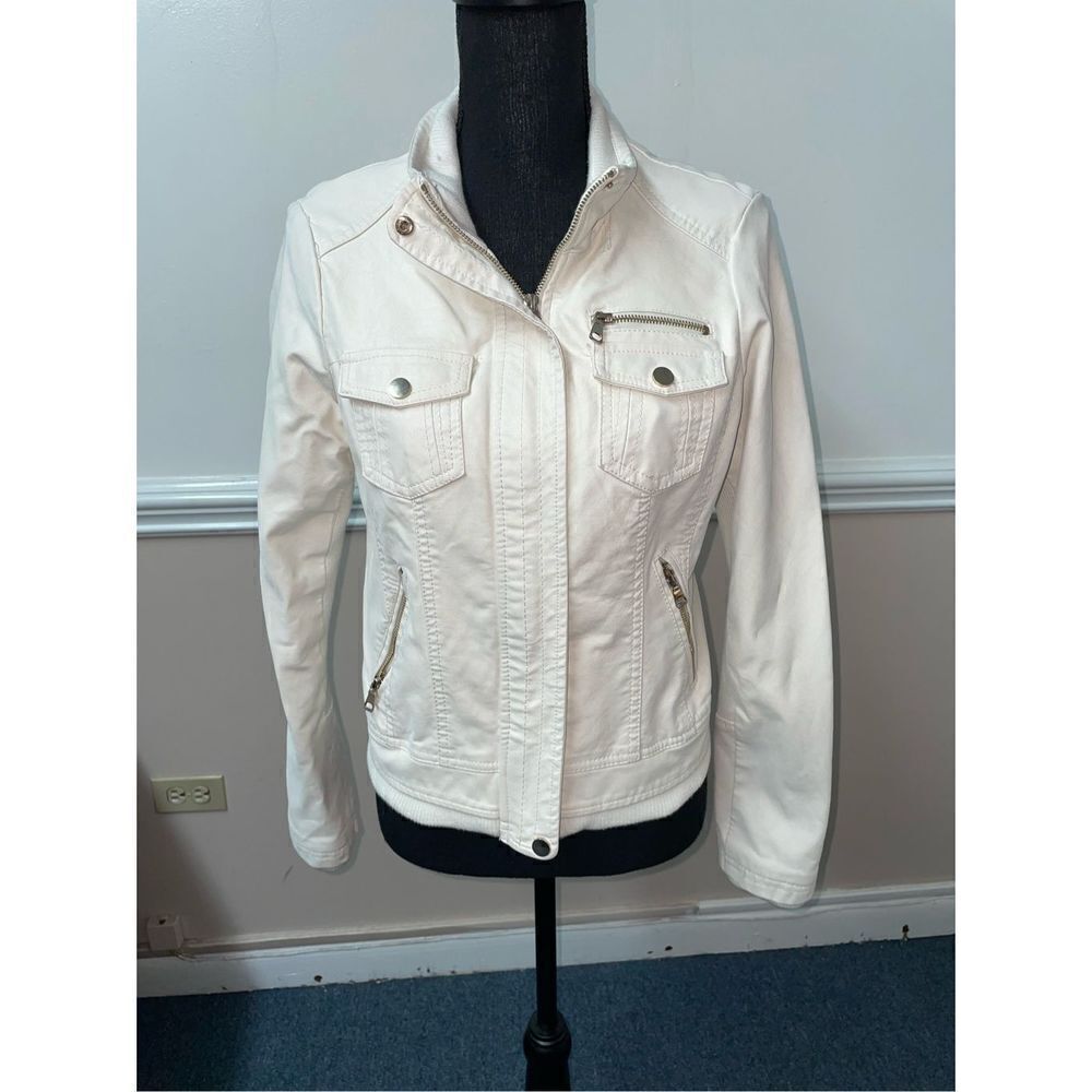 Ci Sono Light Cream Bomber Jacket with Zippers